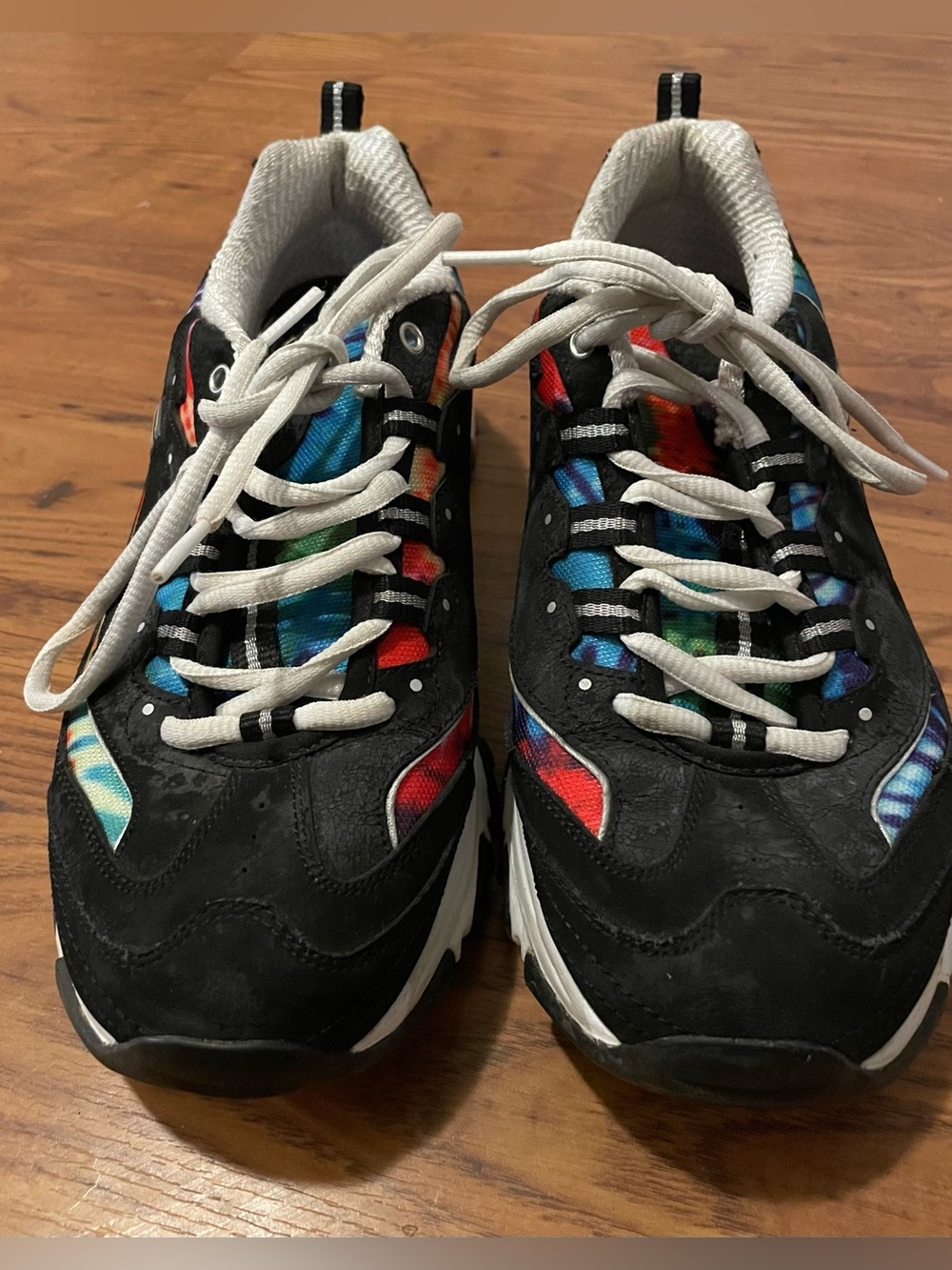 Skechers Black Athletic DLight SummerFiesta Sneakers Multicolor Accent Panels 9
